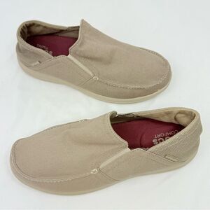 Crocs Tan Canvas Conversion Heel Slip On Deck Boat Loafers